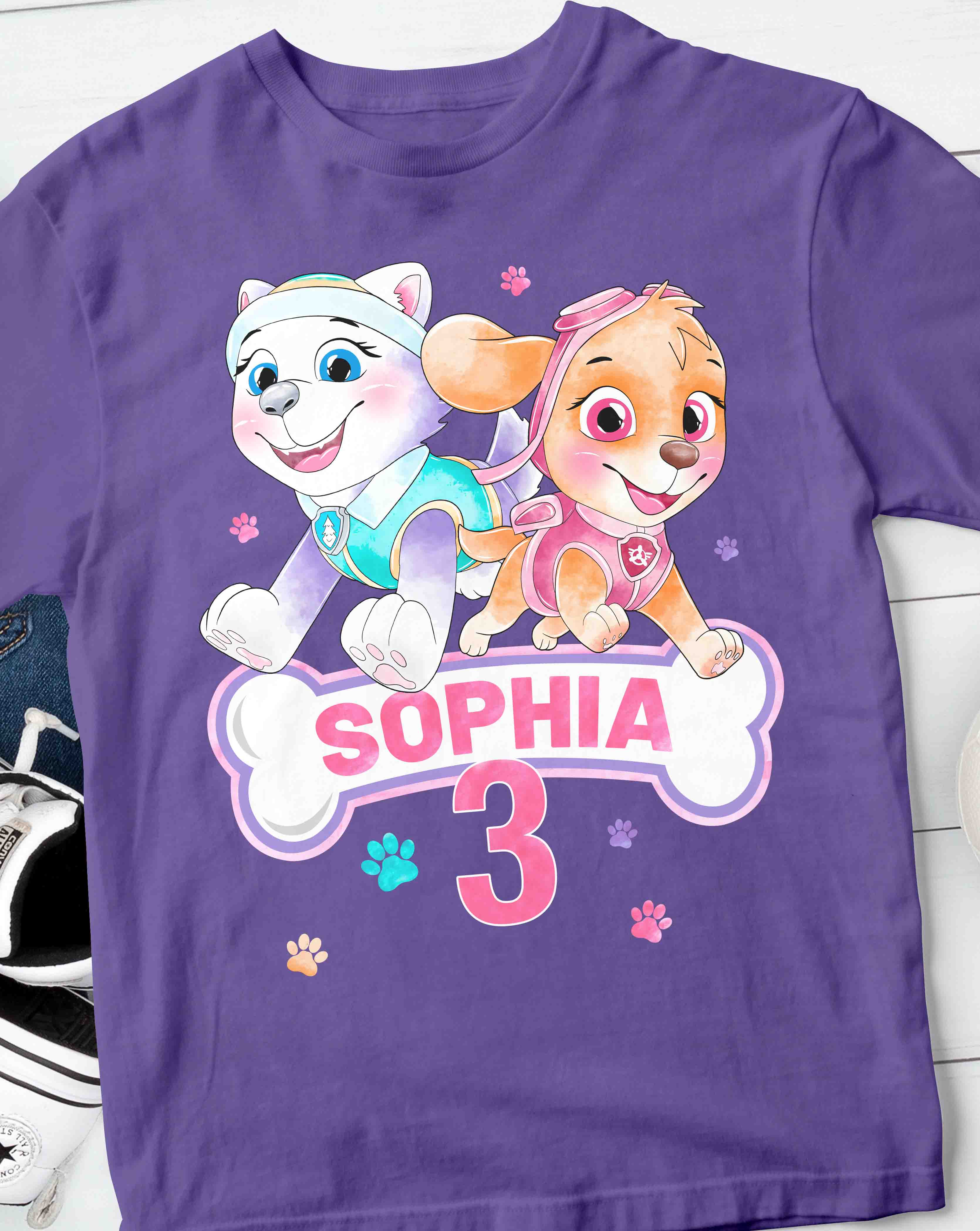 Skye Everest Paw Patrol Birthday T-Shirt with Custom Name